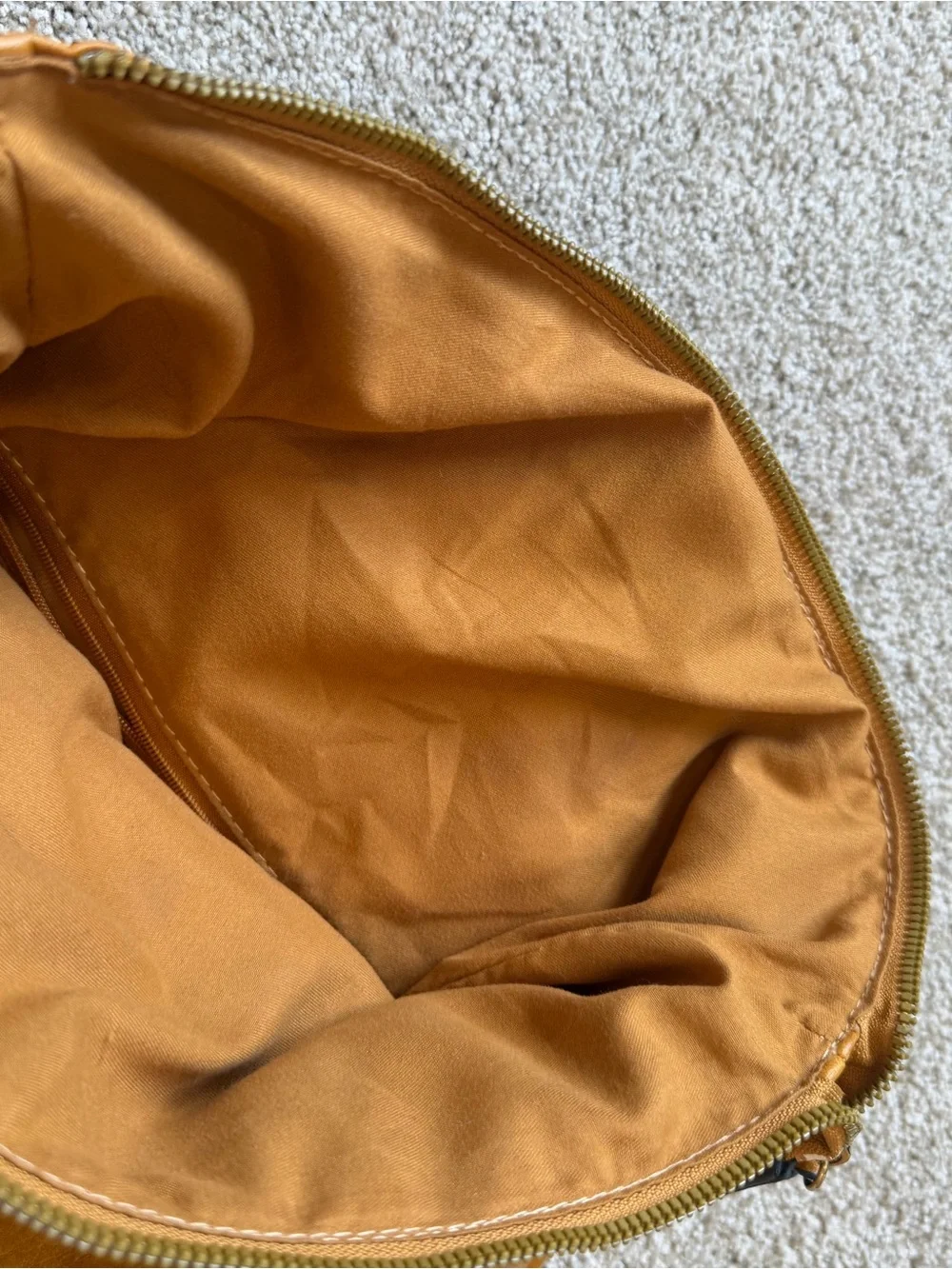 Camel Faux Leather Fold-Over Backpack/ Convertible Laptop Travel Bag.